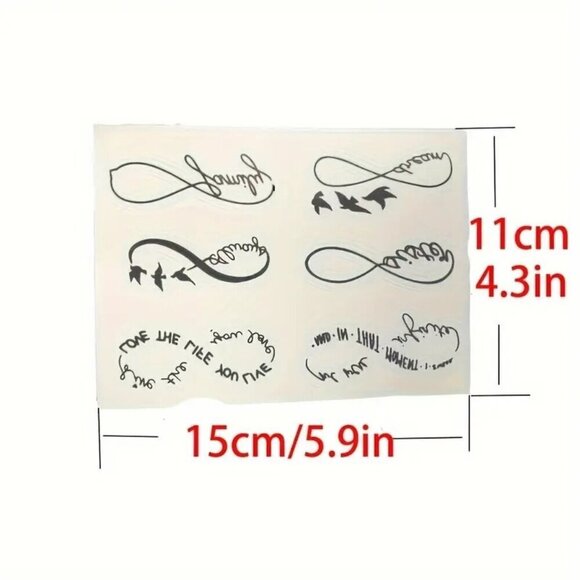 Waterproof Temporary Tattoo Stickers Bird & Infinity Designs for Fingers, Wrists - Picture 6 of 7